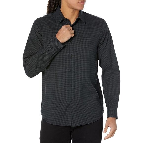 THEORY Mens Shirt XL Gray Button Up Flannel IRVING Gingham Check Casual $225